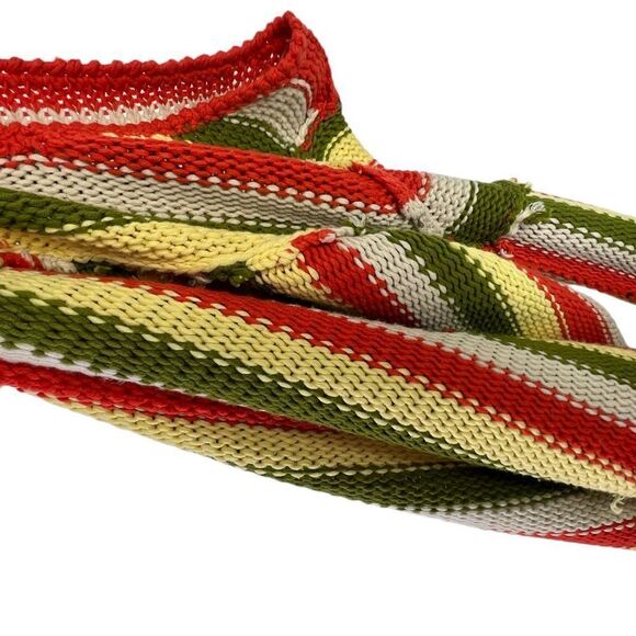 1970's Handknit Striped Dress with Big Kangaroo Front Pocket, Yellow, Green, Red - Picture 10 of 10